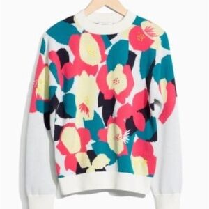 & OTHER STORIES Floral Patterned Sweater 100% cotton size XS